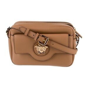 NWOT Versace Medusa Brown Camera Bag Calf Leather Zip Adjustable Strap Shoulder🤎